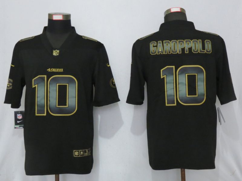 Men San Francisco 49ers #10 Garoppolo Black Gold Stitched Nike Vapor Untouchable Limited NFL Jerseys